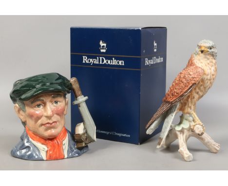 A Goebel model of a kestrel model number CV110 along with a Royal Doulton Limited Edition character jug Little Mester D6819 1