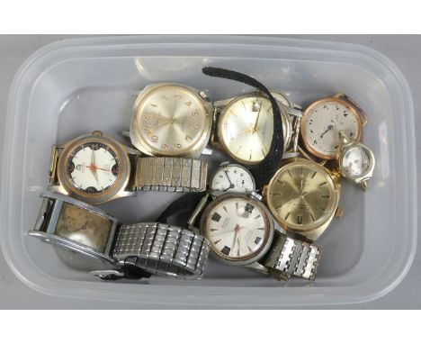 A box of ladies and gents manual wristwatches. Condition Report. To be used as a guide only. Some running some for spares.