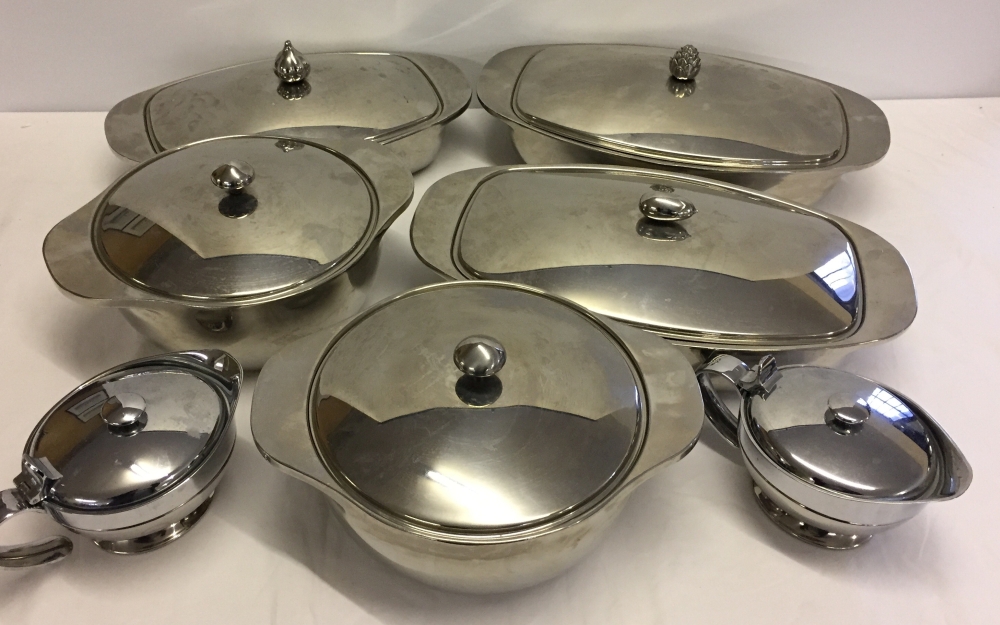 5 large Prestige stainless steel double wall insulated serving dishes ...