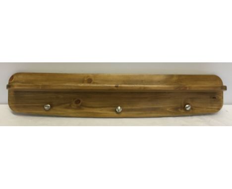 Pine coat rack & shelf.