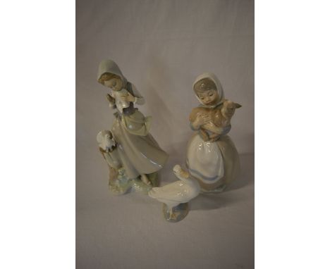 3 Lladro / Nao figures including a goose