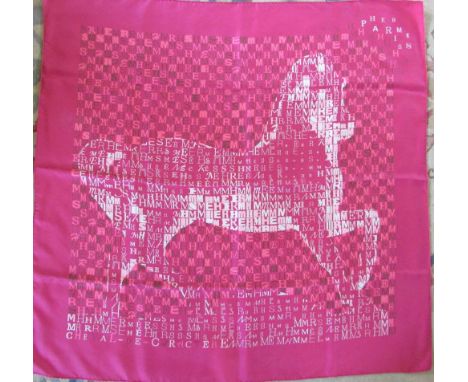 Hermes Paris silk scarf 'Cheval de Caractere' 90 cm x 90 cm in travelling pouch