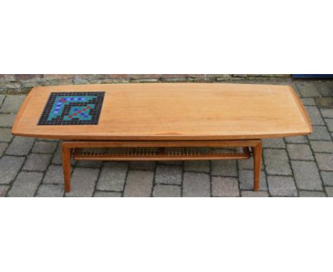 Morgen Kohl coffee table with mosaic inset & 'Craftsmanship made in Denmark M K' label to underside