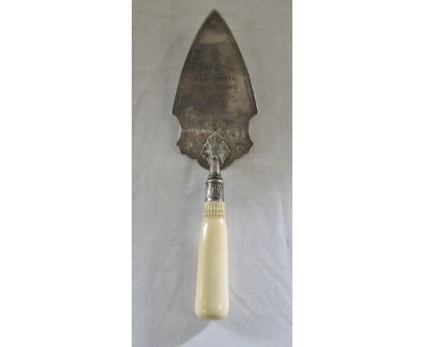 Silver plate and ivory handled trowel 'Heapham New Chapel Stone Laying 16th September 1896'