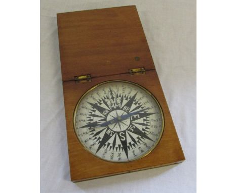 Compass in hinged wooden box