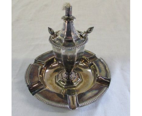 Silver table cigar lighter London 1912 maker Stewart Dawson & Co Ltd weight 4.95 oz