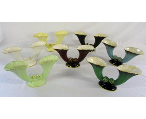 7 Carltonware double vases inc noire royale, noire rouge and noire bert
