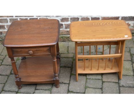 Blonde Ercol coffee table / magazine stand and a bedside cabinet