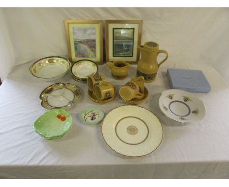 Various ceramics inc Noritake, Carlton ware and Kiln Craft & 2 prints