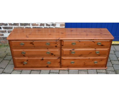 Pine sideboard / double chest of drawers with drop ring handles 