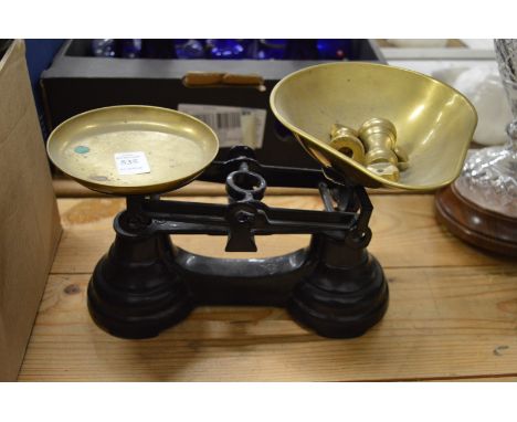 Kitchen scales and weights.