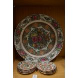 A Canton circular dish and similar smaller dishes.