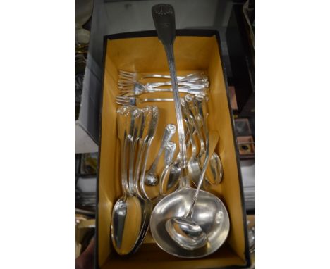 Stirling silver flatware to include a large ladle, serving spoons etc.