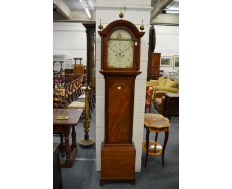 A good 19th century mahogany longcase clock, the painted arched dial signed B Joseph, Swansea.