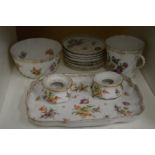 A small group of floral decorated Dresden china.
