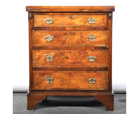A George III style walnut bachelor's chest, rectangular foldover top, above four long graduating drawers, bracket feet, width