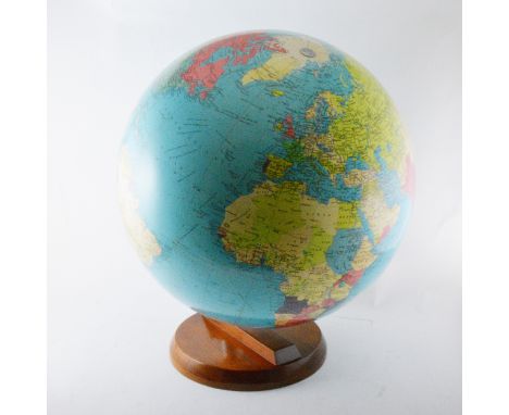 Philips Terrestrial Globe, 19" diameter, 1982, overall height 60cm.