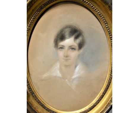 R. Beal, Portrait of a boy, head and shoulders length, signed, pastel drawing, oval, 20cm x 14cm; stevengraph The Good Old Da