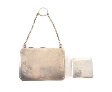 An Edwardian silver purse, B. C., Chester, 1905, lizard skin lined, 10cm; and a Dutch silver patch box, (2).