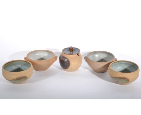 A quantity of Alan Brough and Leach Pottery breakfast bowl and other tableware.