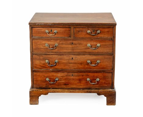 The rectangular reeded top above a pair of short cockbeaded drawers, three long cockbeaded drawers below, on bracket feet81cm