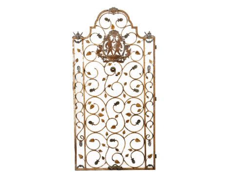 Gabled top with an open scrolling design, with bracket and frame the frame228cm high, 117cm wide