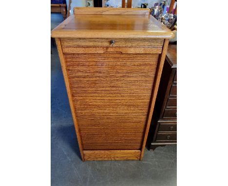 Vintage Oak Tambour Unit - 96x48x41cm