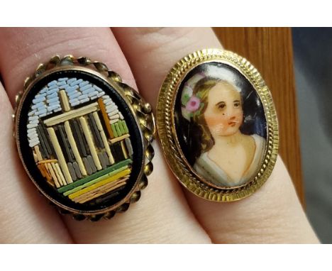 9ct Gold Pair of Enamel Faced Vintage Dress Rings - total weight 8.95g &amp; both rings roughly K+0.5 to L