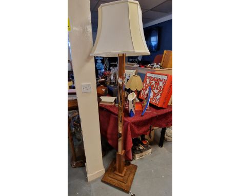 Art Deco Mirrored Wood Standard Lamp - 180cm high inc shade
