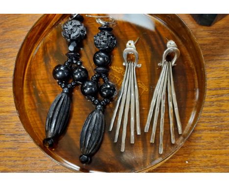 Whitby Jet Vintage Earrings + a Pair of Silver Cleopatra Style Earrings
