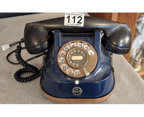 French RTT Blue Enamel Cased Rotary Telephone