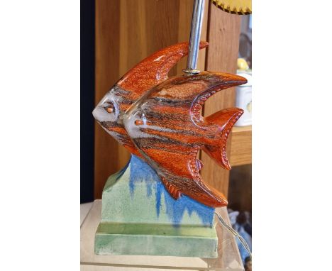 Clarice Cliff Art Deco Goldfish Lamp - 45cm high inc shade