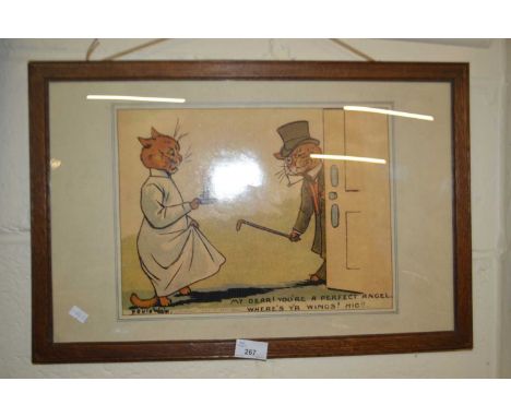 Coloured print after Louis Wain