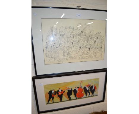 Jeremy, coloured print, 'CBSO April 1991' No 14/200, together with a further abstract study of jazz musicians