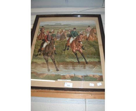 Coloured print, steeplechasing, f/g