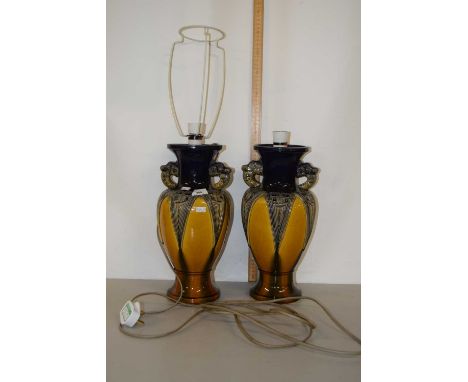 Pair of double handled ceramic table lamps (a/f)