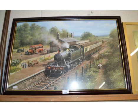 Coloured print, Great Western steam engine