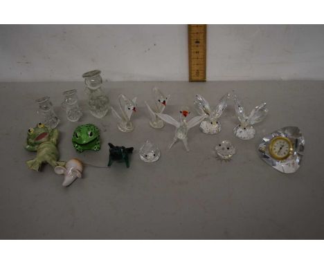 Box of various glass crystal and ceramic model animals