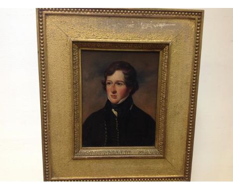 English School, c. 1825, Portrait of Captain Charles James Hope Johnstone R.N., unsigned, oil on board, framed. 20cm by 15.5c