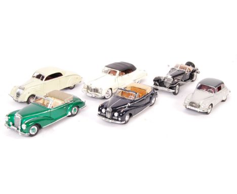 A collection of 6x 1/18 scale diecast models comprising: Revell Auto Union 1000 S, Maisto Mercedes Benz 300S 1955, BMW 502 19