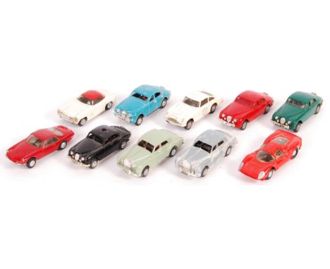 A collection of x10 original vintage Tri-ang / Triang Minic Motorways vehicles - all unboxed - to include; Jaguar Saloon Poli