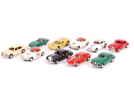 A collection of x10 original vintage Tri-ang / Triang Minic Motorways vehicles - all unboxed - to include; Jaguar Saloon, Ral