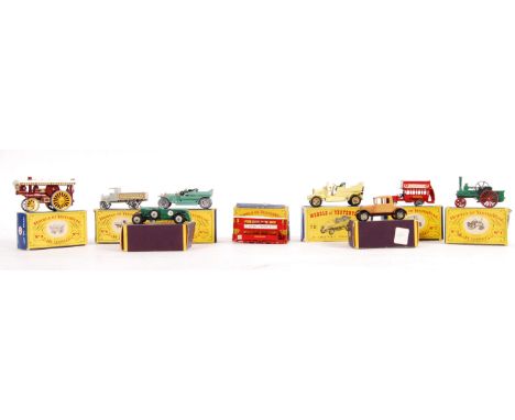 A collection of 9x assorted original vintage Matchbox Lesney Models Of Yesteryear scale diecast model vehicles to include; No