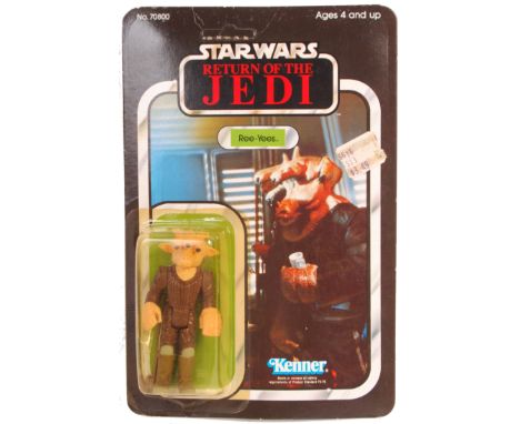 An original vintage 1983 Kenner made Star Wars carded MOC action figure ' Ree Yees '. Factory sealed upon it's original unpun