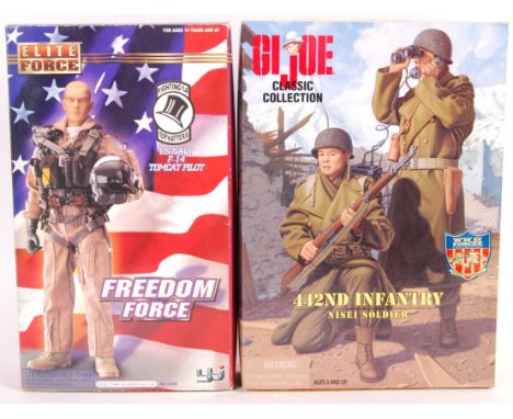 Two boxed Action Man type 1/6 scale action figures comprising: Elite Force No. 21058 Freedom Force US Navy F-14 Tomcat Pilot 