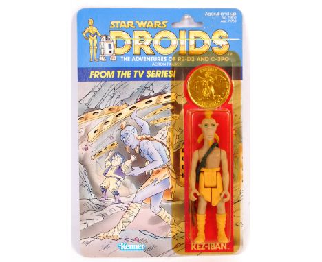 An original vintage 1985 Kenner made Star Wars ' Droids ' carded MOC action figure ' Kez-Iban '. Factory sealed upon it's ori