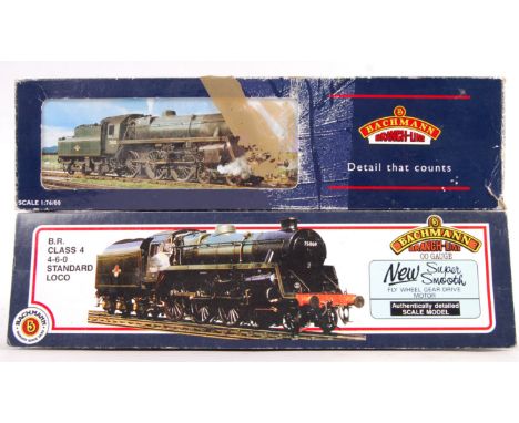 Two Bachmann Branch Line 00 Gauge model railway train set locomotives comprising 310101 BR Class 4 4-6-0 Standard Loco 75023 
