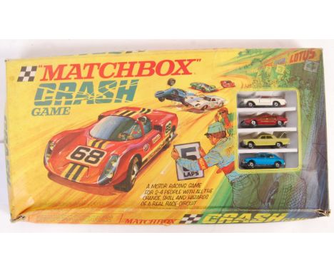 An original 1970's Matchbox scale diecast model car ' Crash Game '. Appears complete with the four cars within the original b