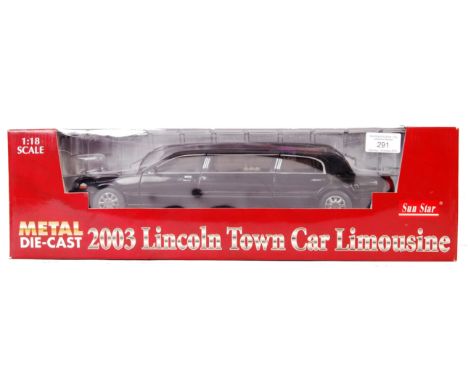 A rare Sun Star made 1/18 scale precision diecast model No. 4202 ' 2003 Lincoln Town Car Limousine '. Incredibly well detaile