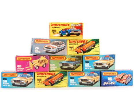 A collection of x10 original vintage Matchbox made ' Superfast ' (and other series) boxed diecast model cars and vehicles. In